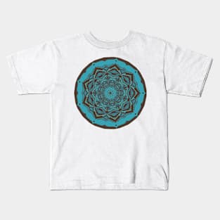 Teal Brown Mandala Kids T-Shirt